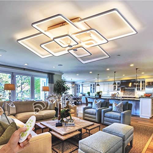 HIHIHOMY WohnzimmerlampeDimmbar 106cm, Weiß Led Wohnzimmer 8-Rechteckig mit Fernbedienung 3000K-6500K DeckenlampeModern Wohnzimmerlampe von HIHIHOMY