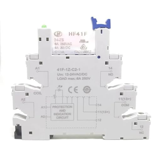 10 Stücke 41F-1Z-C2-1 HF41F 5-ZS 12-ZS 24-ZS 5 V 12 V 24 V 230 V 6A 1CO Slim/SSR Relaismontage auf Schraubsockel mit LED-Wafer-Relais(10Pcs HF41F-24V-ZS) von HIHSYEWYB