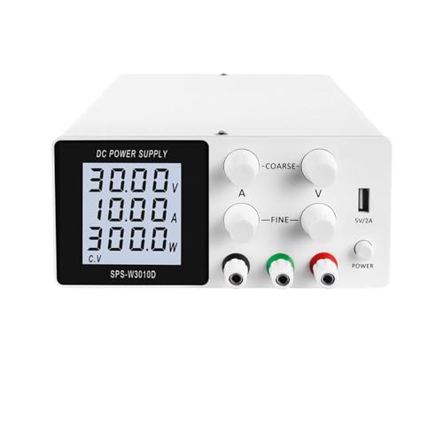 Einstellbares DC Netzteil 30V 10A Labor LCD 60V 5A Spannungsregler Stabilisator Schaltbank Quelle USB Neu Für Videoüberwachung, Radio(30V 10A White) von HIHUPTRW
