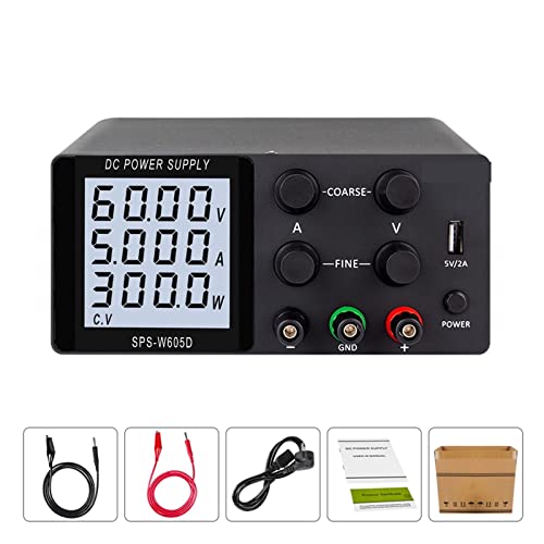 Einstellbares DC Netzteil 30V 10A Labor LCD 60V 5A Spannungsregler Stabilisator Schaltbank Quelle USB Neu Für Videoüberwachung, Radio(60V 5A Black) von HIHUPTRW