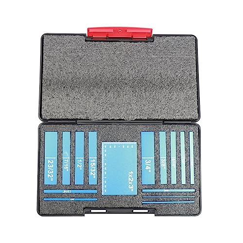 Einstellblöcke, 15-teilige metrische Einstellblöcke, Höhenmesser-Set, Frästisch-Set, hochpräzises Flachkissen-Messdrehwerkzeug aus Aluminiumlegierung Holzbearbeitungswerkzeuge(BLUE) von HIHUPTRW