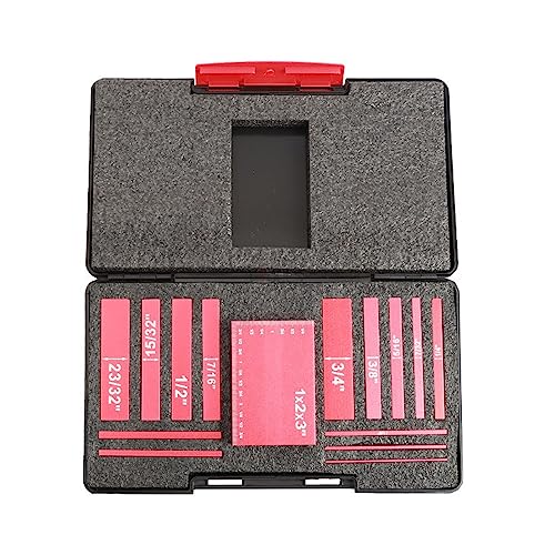 Einstellblöcke, 15-teilige metrische Einstellblöcke, Höhenmesser-Set, Frästisch-Set, hochpräzises Flachkissen-Messdrehwerkzeug aus Aluminiumlegierung Holzbearbeitungswerkzeuge(Rood) von HIHUPTRW