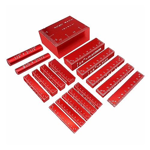 Einstellblöcke, 15-teiliges Höhenmessgeräte-Set for Setup-Blöcke, Präzisions-Aluminium-Setup-Stangen for Oberfräsen- und Tischkreissägen-Zubehör, 1/16 Zoll Holzbearbeitungs-Setup Holzbearbeitungswerkz Einstellblöcke, 15-teiliges Höhenmessgeräte-Set for Setup-Blöcke, Präzisions-Aluminium-Setup-Stangen for Oberfräsen- und Tischkreissägen-Zubehör, 1/16 Zoll Holzbearbeitungs-Setup Holzbearbeitungswerkz von HIHUPTRW