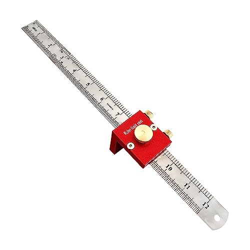 Einstellblöcke, 30 cm/12 Zoll Anreißlineal, verstellbare 90-Grad-Zeichnungsmarkierungslehre, Positionierungsblock-Lineal-Locator for Schreiner-Anreißer Holzbearbeitungswerkzeuge(Rood) von HIHUPTRW