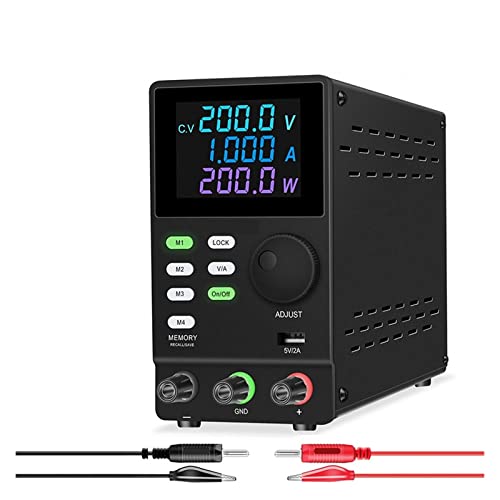 Programmierbare geregelte DC-Stromversorgung mit USB-Anschluss Speicherdaten Spannungsstromregler 30V 10A 60V 120V 200V Für Videoüberwachung, Radio(SPPS2001DR Black) von HIHUPTRW
