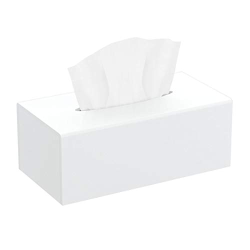 HIIMIEI Kosmetiktücherbox, 25.0×13.0×9.0 cm Acryl Taschentuchbox | Tissue Box mit Magnetabdeckung für Esszimmer Badezimmer Schlafzimmer Auto Büro - Weiß von HIIMIEI