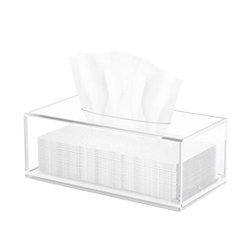 HIIMIEI Kosmetiktücherbox, 25.0×13.0×9.0 cm Acryl Tücherbox | Tissue Box mit Magnetabdeckung für Esszimmer Badezimmer Schlafzimmer Auto Büro - Acryl Transparent von HIIMIEI