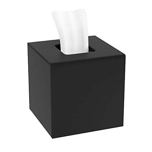 HIIMIEI Quadratisch Kosmetiktücherbox, 14 × 14 × 14cm Acryl Taschentuchbox | Tissue Box Mit Magnetabdeckung für Esszimmer Badezimmer Schlafzimmer Auto Büro - Mattschwarz von HIIMIEI