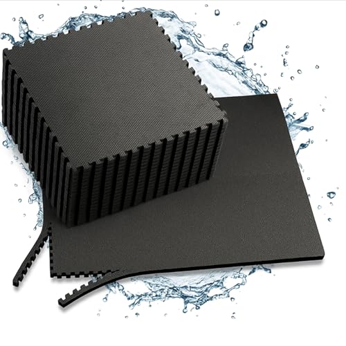 Hikemeister Pool Unterlegmatte Poolmatte 60 Stück - 40x40 cm - 9.60 m² - Bodenschutz Matte für den Pool/Planschbecken - Bodenfolie Bodenmatte Poolunterlage Bodenschutz schwarz von HIKEMEISTER EST.1962