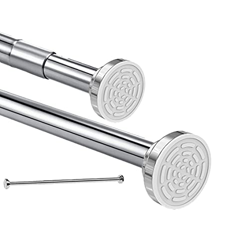 Teleskopstange Siler 120cm-290cm Duschvorhangstange ohne Bohren aus Edelstahl ausziehbare Kleiderstange durch Drehen verstellbar, sicherer Halt für Dusche und Badewanne 120 bis 290cm von HIKENRI