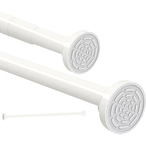Teleskopstange Siler 120cm-290cm Duschvorhangstange ohne Bohren aus Edelstahl ausziehbare Kleiderstange durch Drehen verstellbar, sicherer Halt für Dusche und Badewanne 120 bis 290cm weiß von HIKENRI