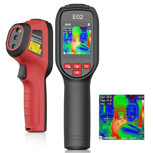 HIKMICRO Wärmebildkamera E02 SuperIR 240 x 240 IR-Auflösung mit visueller Kamera, tragbare kompakte Infrarot-Wärmebildkamera mit Laserpointer, 20Hz Bildwiederholfrequenz, -20°C bis 400°C von HIKMICRO