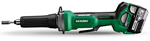 HIKOKI Akku Geradschleifer mit Paddle Schalter, GP18DB (18V (2x 5,0 Ah) Li-ion Akku, Brushless, Spannzange Ø: 6mm, Schleifstifte Ø max.: 50mm, Leerlaufdrehzahl: 29000 min-1) Zubehör im Transportkoffer von HIKOKI