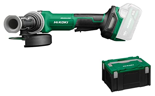 HiKOKI Akku Winkelschleifer G1813DVF (18V, Li-Ion, 3200-8000 u/min, 125mm ø, Brushless Motor, mit AT Modus, Spindelarrietierung, im Transportkoffer, ohne Akku und Ladegerät) von HIKOKI