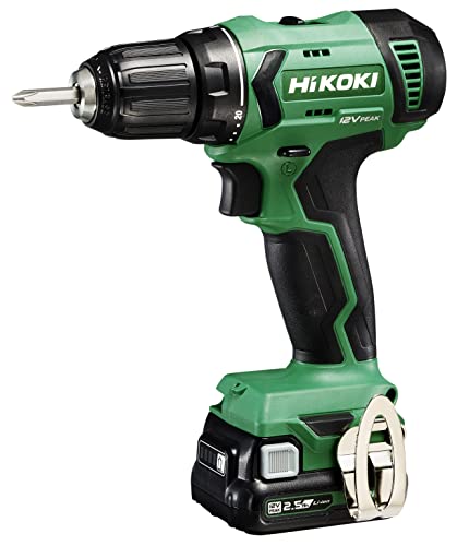 HIKOKI Akku-Bohrschrauber DS12DA (12V, Li-Ion, Brushless, 38 Nm, LED, 20-stufige Drehmomenteinstellung, Transportkoffer, inkl. 2x 2.5 Ah Akku und Ladegerät) von HIKOKI