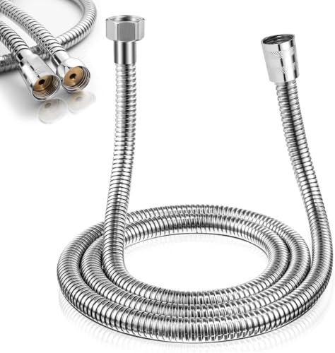 Duschschlauch Edelstahl Brauseschlauch 1.5m Universal Duschrohr mit Brauseschläuche Waschmaschine Hochdruck Brauseschlauch, Schwarz (Silber) von HIKPACKER
