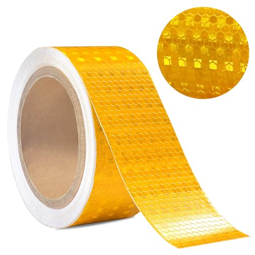 Reflektierendes Klebeband Gelb 10m x 5cm, Wasserdichtes Reflektorband Selbstklebend Reflective Tape Wetterfest Hochintensität Reflektorfolie Selbstklebend Warnband für Straße,Fahrräder,Helme,Motorrad von HIKPACKER