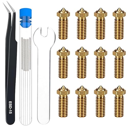 HIKUDIY 12PCS 0.4mm Messingdüsen für QIDI X-Max 3, 3D Drucker Teile Extruder Hotends Düsen Kit für QIDI X-Max 3/X-Plus 3/X-SMART3/Q1 Pro von HIKUDIY