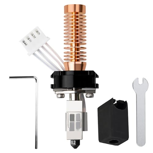 HIKUDIY 2.0 Upgrade 0.2MM Ceramic Hotend für Flashforge Adventurer 5M/5M Pro, 24V 48W Druckkopf mit schnell Abnehmbarer gehärteter Düse Heizpatrone Block Kühlkörper Silikonabdeckung Thermistor von HIKUDIY