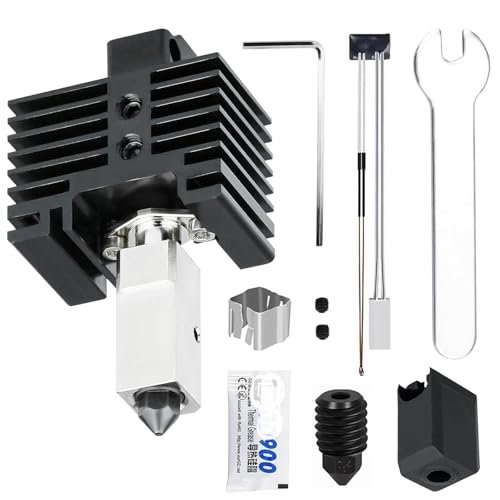 HIKUDIY Upgraded Hotend Kit für Bambu Labs P1S/P1P 3D-Drucker, mit plattiertem Kupfer-Heizblock Titanium Heat Break, extra gehärteter Stahldüse, Hotend Silikonsocke, Thermistor (nicht für X1 Serie) von HIKUDIY