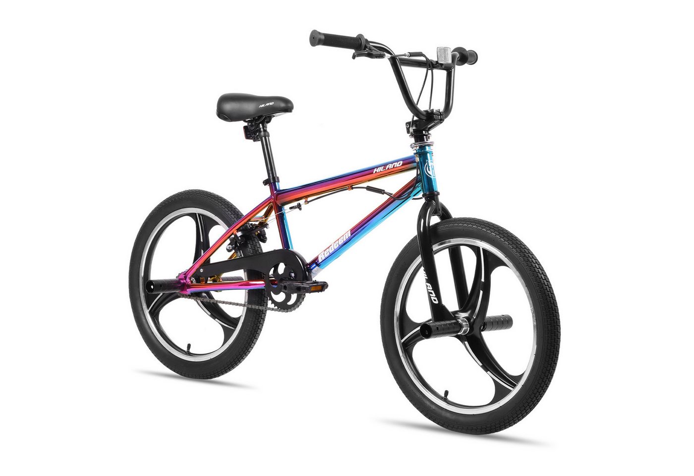 HILAND BMX-Rad 20 Inch 3 Spoke Kids BMX Bike for Boys Girls Ages 5-12, 360 Degree Rotor Freestyle, 4 Pegs Single Speed von HILAND