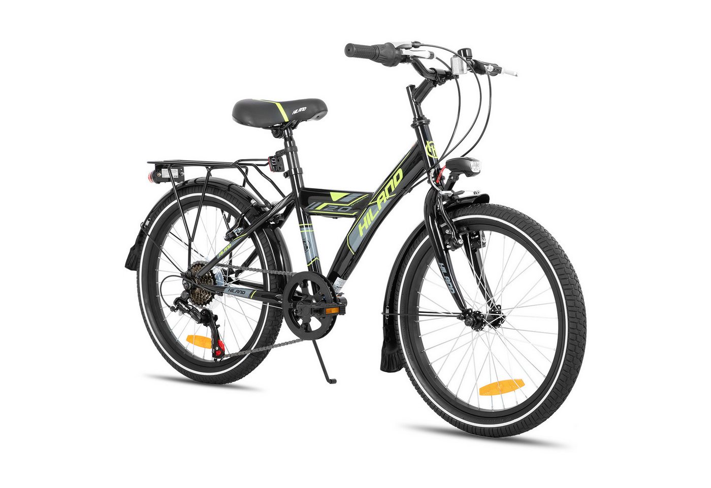 HILAND Kinderfahrrad Sentry+ 20 24 Zoll Mountainbike, MTB für Kinder Jungen Mädchen, mit 6 Gang Schaltung, Gepäckträger, Kotflügel, Fahrradklingel,V Bremse von HILAND
