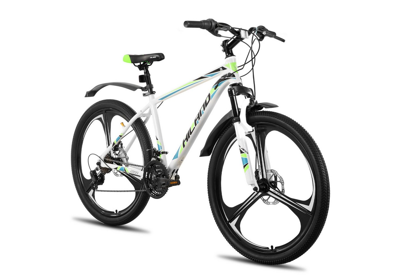 HILAND Mountainbike 26 Zoll Mountainbike für Erwachsene für Männer, Frauen, Studenten, 3-Speichen-Räder, 18-Gang, mit Schutzblechen, Doppelscheibenbremsen HILAND Mountainbike 26 Zoll Mountainbike für Erwachsene für Männer, Frauen, Studenten, 3-Speichen-Räder, 18-Gang, mit Schutzblechen, Doppelscheibenbremsen von HILAND
