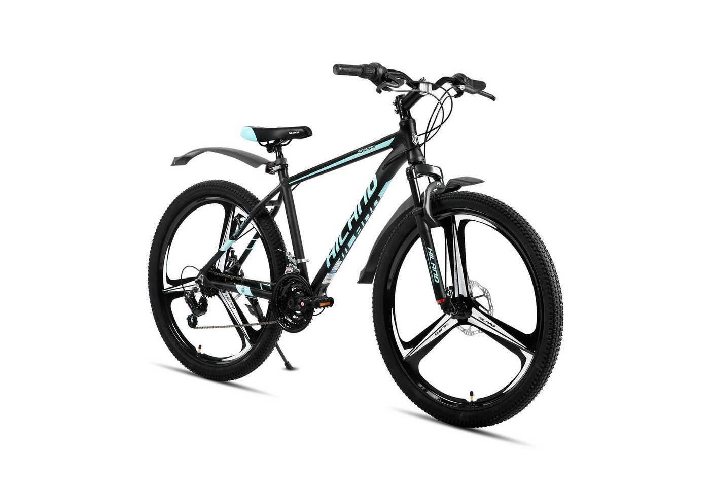 HILAND Mountainbike 26 Zoll Mountainbike für Erwachsene für Männer, Frauen, Studenten, 3-Speichen-Räder, 18-Gang, mit Schutzblechen, Doppelscheibenbremsen HILAND Mountainbike 26 Zoll Mountainbike für Erwachsene für Männer, Frauen, Studenten, 3-Speichen-Räder, 18-Gang, mit Schutzblechen, Doppelscheibenbremsen von HILAND