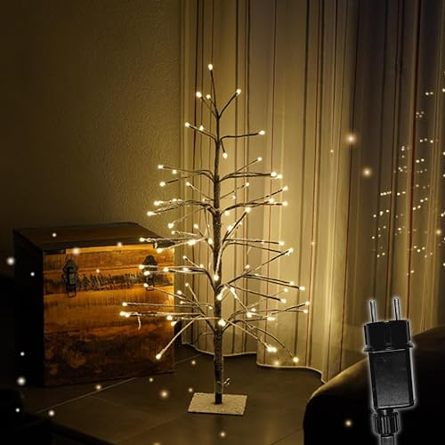 HiLight LED Weihnachtsbaum 80 cm braun - mit 88 warmweißen LEDs und Schneedeko - Christbaum/Tannenbaum für Außenbereich geeignet - Zweige und Äste biegsam - inkl. Metallständer von HILIGHT