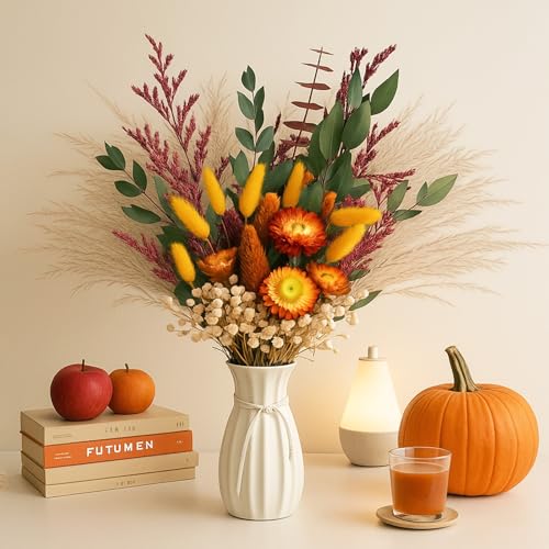 Trockenblumen Herbst Natürliche, 75 Stück Trockenblumenstrauß mit Pampasgras & Mehrfarbige Getrocknete, Boho Deko für Hochzeiten, Landhaus-Tischvasendekoration, Wohn- und Büropartydekoration Trockenblumen Herbst Natürliche, 75 Stück Trockenblumenstrauß mit Pampasgras & Mehrfarbige Getrocknete, Boho Deko für Hochzeiten, Landhaus-Tischvasendekoration, Wohn- und Büropartydekoration von HILKKET