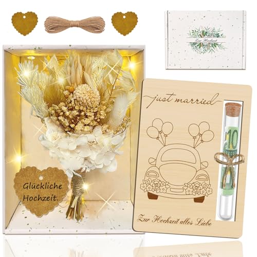 Hochzeitsgeschenke für Brautpaar, Wunscherfüller Geldgeschenk Inklusive Trockenblumen, Lichterketten, Kunststoff Reagenzglas, Geldgeschenke Verpackung für Geburtstag Hochzeit Konfirmation Geschenk Hochzeitsgeschenke für Brautpaar, Wunscherfüller Geldgeschenk Inklusive Trockenblumen, Lichterketten, Kunststoff Reagenzglas, Geldgeschenke Verpackung für Geburtstag Hochzeit Konfirmation Geschenk von HILKKET