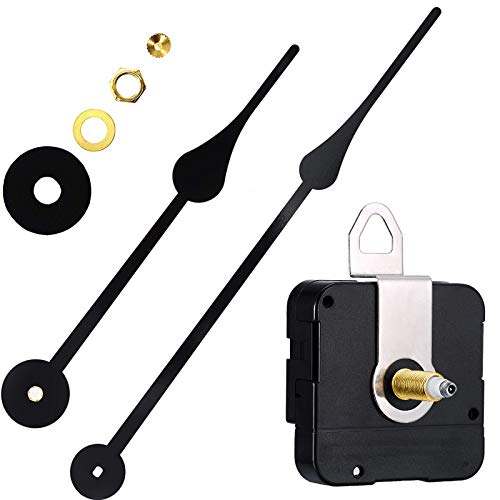 HILLHOME Quarz-Wanduhr mit hohem Drehmoment, I-Schaft, Uhrwerk-Mechanismus mit 22,9 cm langem Spatenhander, batteriebetriebene Reparaturteile, 1,27 cm maximale Zifferblattstärke, 2,4 cm Gesamtlänge von HILLHOME