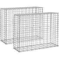 Gabione Gabionenzaun Drahtkorb 2er-Set 101 x 32 x 83 cm Stahl von HILLVERT