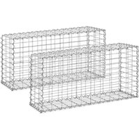 Hillvert - Gabione Gabionenzaun Drahtkorb 2er-Set 102 x 32 x 51 cm Stahl von HILLVERT