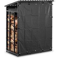 Hillvert - Kaminholzregal mit Plane und Dach 2,2 m³ 600 kg Stahl / Kunststoff schwarz von HILLVERT