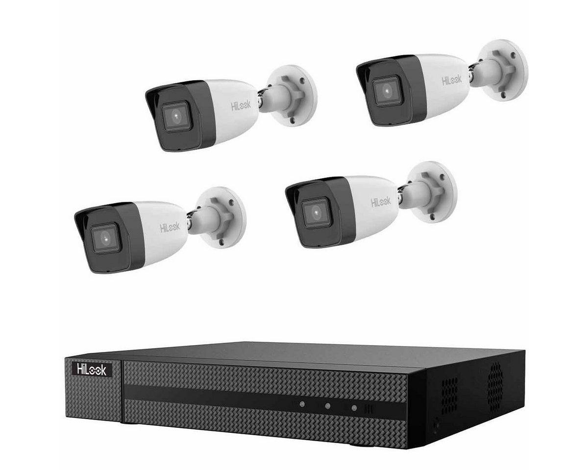 HILOOK IK-4248TH-MH/P PoE Videoüberwachungsset - 1x Netzwerkrekorder und 4x Überwachungskamera (Außenbereich, Innenbereich, 5-tlg., inkl. 2 TB Festplatte, Fernzugriff über PC und Smartphone) von HILOOK