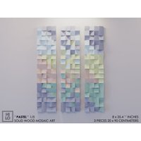 Holz 3D Wandkunst, Mosaik Kunst, Sound Diffusor, Panel, Pastell Wand Kunst Malerei, Dekor von HILOWoodArtDecor