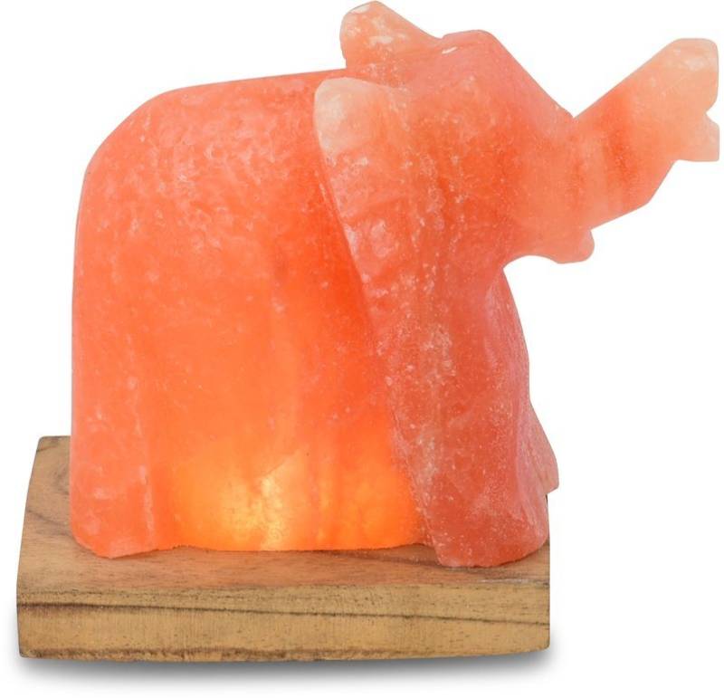 HIMALAYA SALT DREAMS Salzkristall-Tischlampe Elefant, LED wechselbar, Warmweiß, Handgefertigt aus Salzkristall - jeder Stein ein Unikat, H: ca.11 cm von HIMALAYA SALT DREAMS