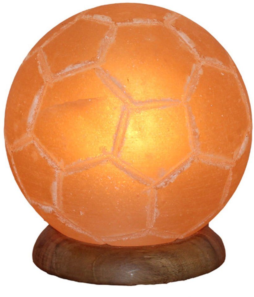 HIMALAYA SALT DREAMS Salzkristall-Tischlampe Fussball, Leuchtmittel wechselbar, Warmweiß, Handgefertigt aus Salzkristall - jeder Stein ein Unikat, H: ca.15 cm von HIMALAYA SALT DREAMS