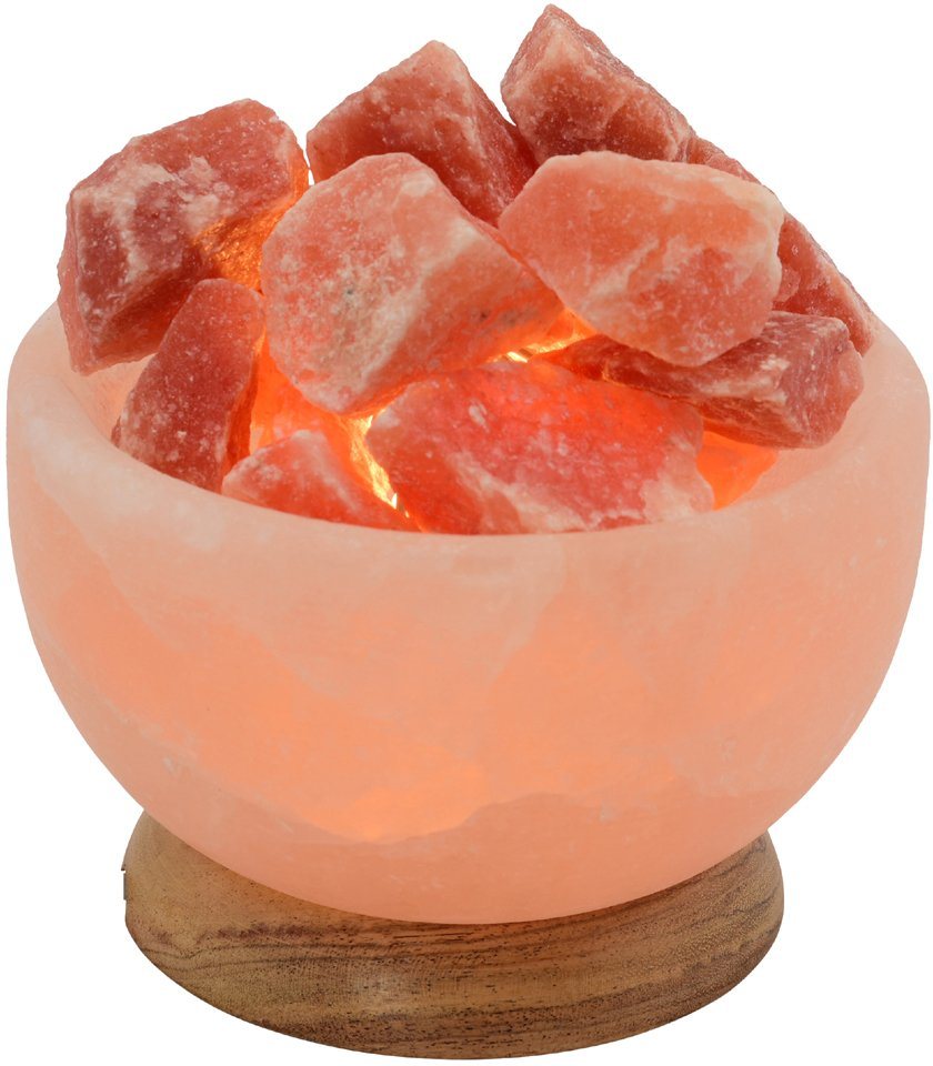 HIMALAYA SALT DREAMS Salzkristall-Tischlampe Salzkristallschale, Leuchtmittel wechselbar, Warmweiß, Handgefertigt aus Salzkristall - jeder Stein ein Unikat, H: ca.15 cm von HIMALAYA SALT DREAMS