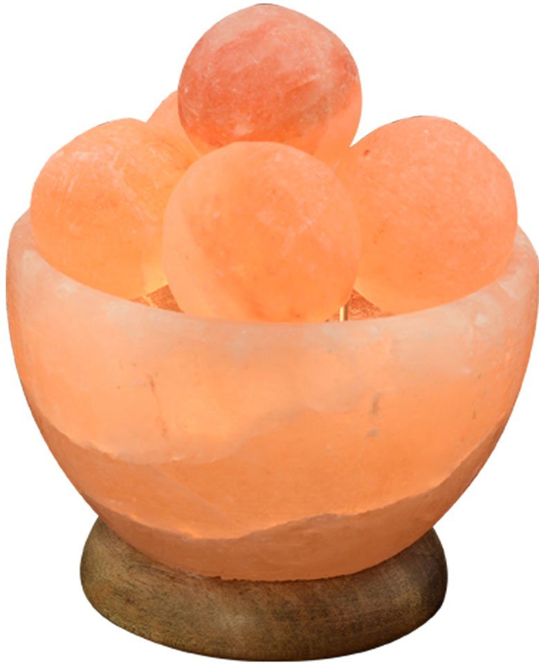 HIMALAYA SALT DREAMS Salzkristall-Tischlampe Salzkristallschale, Leuchtmittel wechselbar, Warmweiß, Handgefertigt aus Salzkristall - jeder Stein ein Unikat, H: ca.15 cm von HIMALAYA SALT DREAMS