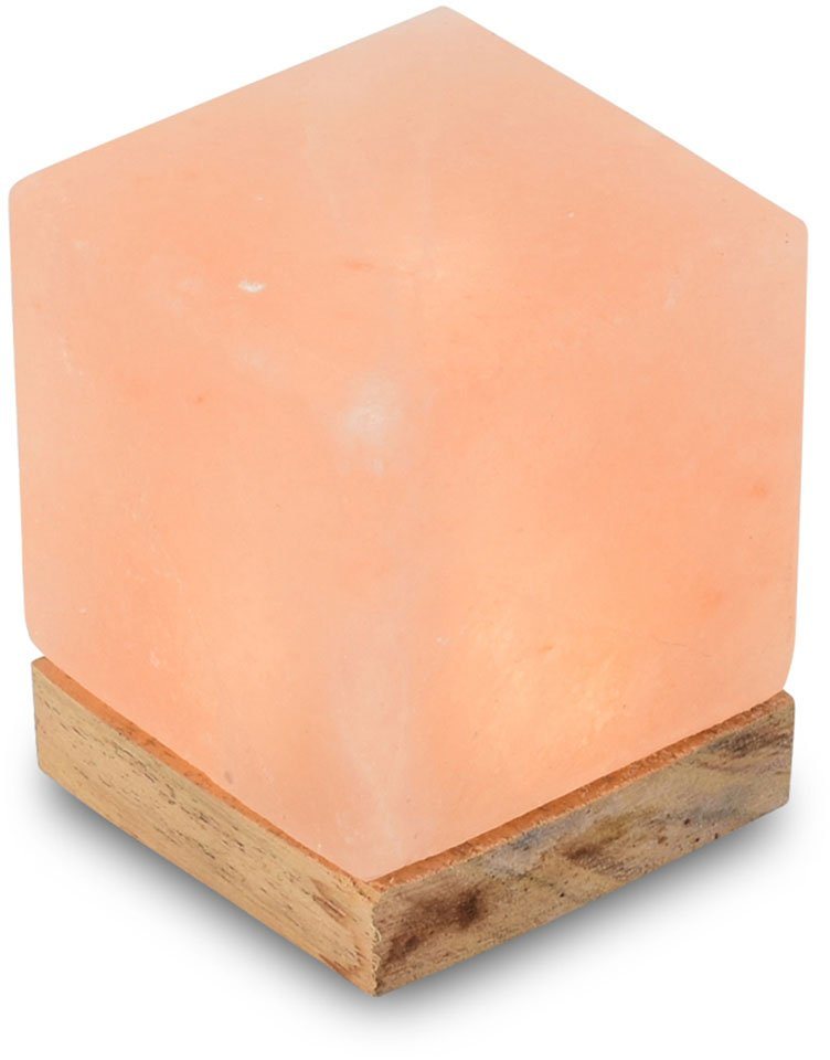 HIMALAYA SALT DREAMS Salzkristall-Tischlampe USB-Kubus, LED wechselbar, Warmweiß, Handgefertigt aus Salzkristall - jeder Stein ein Unikat, H: ca.9 cm von HIMALAYA SALT DREAMS