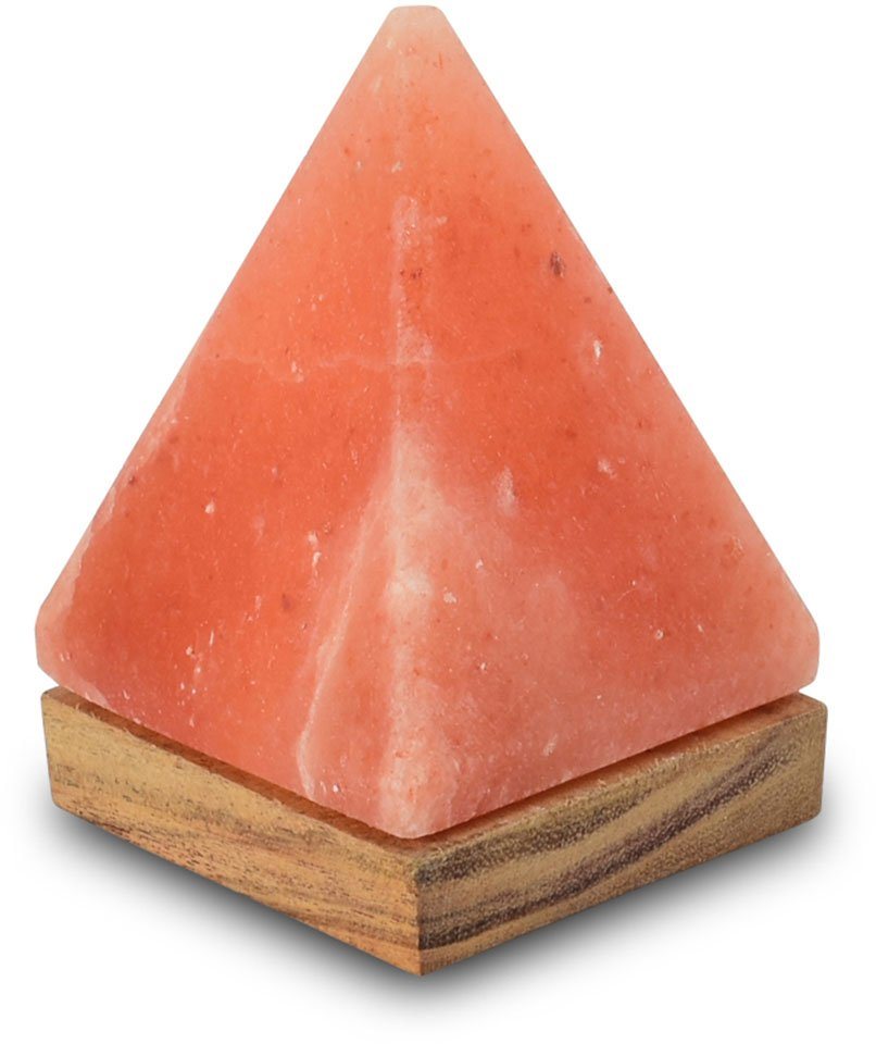 HIMALAYA SALT DREAMS Salzkristall-Tischlampe USB-Pyramide, LED wechselbar, Warmweiß, Handgefertigt aus Salzkristall - jeder Stein ein Unikat, H: ca.11 cm von HIMALAYA SALT DREAMS