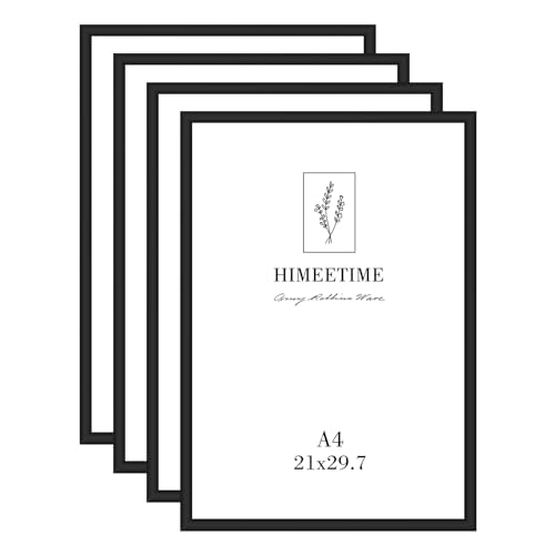 HIMEETIME Bilderrahmen A4 Schwarz aus Aluminium, Kann an die Wand Gehängt oder auf den Tisch gestellt werden, Geeignet für Die Anzeige Plakate, Diplome und Fotos, Satz von 4… von HIMEETIME