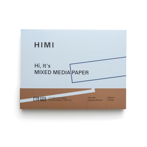 HIMI Mix Media Papier Pad Zeichenpapier für verschiedene Medien 9 x 12, 90 Blatt pro Block (180 g/m2) feinkörniges seite draht gebunden, feine textur (Blau) von HIMI