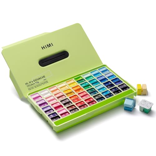 HIMI Twin Cup Jelly Gouache Paint Set, 72 Farben 12g, Jelly Cup Design, ungiftige Farbe für Leinwand und Papier, Kunstzubehör für Profis von HIMI