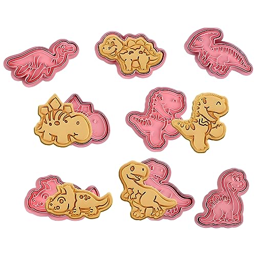 HIMKI Ausstechformen Kinder 3D Cookies Cutter Set, 8-/10-teilig DIY Keksausstecher Plätzchenformen mit mehr Mustern für Weihnachten Halloween Ostern Geburtstag Kinderparty usw (8pcs-Dinosaurier) von HIMKI