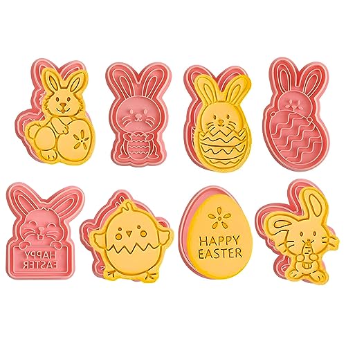 HIMKI Ausstechformen Kinder 3D Cookies Cutter Set, 8-/10-teilig DIY Keksausstecher Plätzchenformen mit mehr Mustern für Weihnachten Halloween Ostern Geburtstag Kinderparty usw (8pcs-Osterhasen) von HIMKI