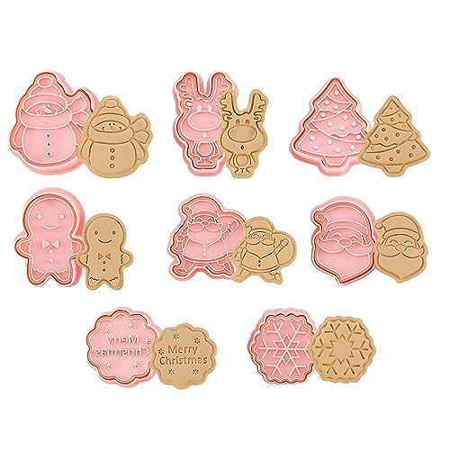 HIMKI Ausstechformen Kinder 3D Cookies Cutter Set, 8-/10-teilig DIY Keksausstecher Plätzchenformen mit mehr Mustern für Weihnachten Halloween Ostern Geburtstag Kinderparty usw (8pcs-Weihnachten-A) von HIMKI