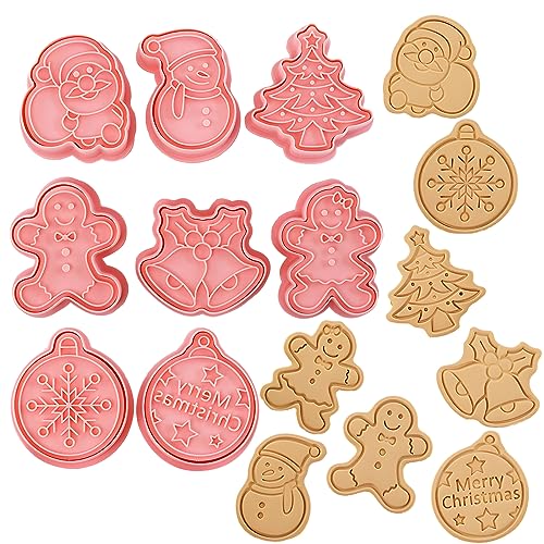 HIMKI Ausstechformen Kinder 3D Cookies Cutter Set, 8-/10-teilig DIY Keksausstecher Plätzchenformen mit mehr Mustern für Weihnachten Halloween Ostern Geburtstag Kinderparty usw (8pcs-Weihnachten-B) von HIMKI